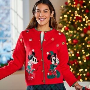 Disney Red Mickey Mouse Holiday Cardigan